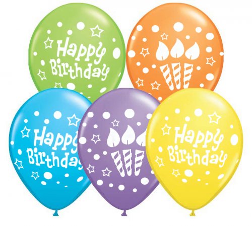 Happy Birthday Candles Lit Helium Latex Balloon